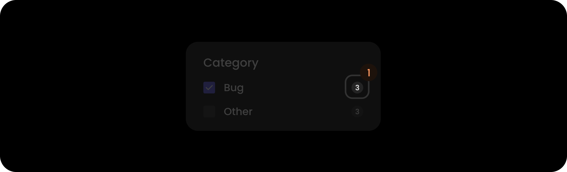Count component within the category filter item