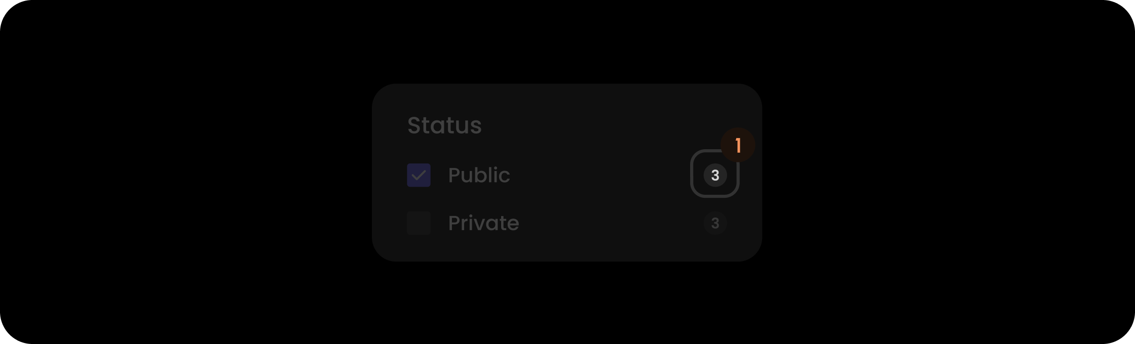 Count component within the commentType filter item