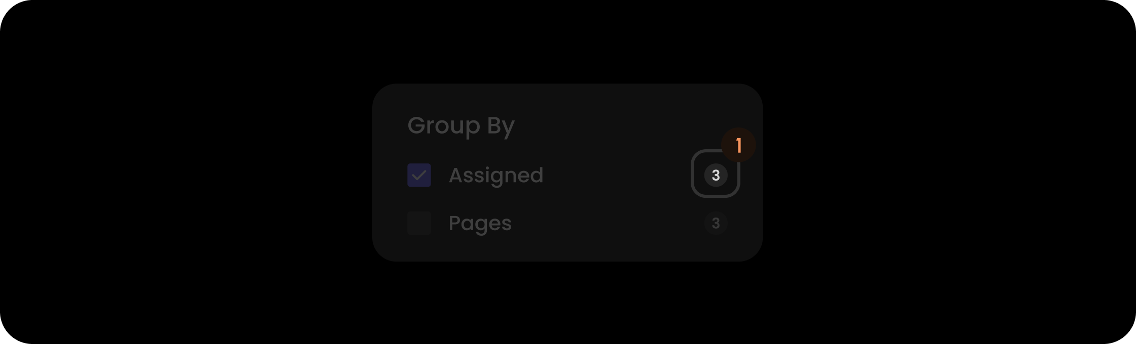 Count component within the groupBy filter item
