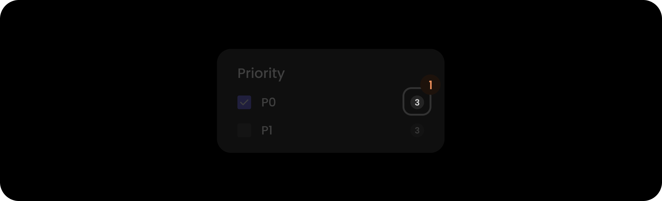 Count component within the priority filter item
