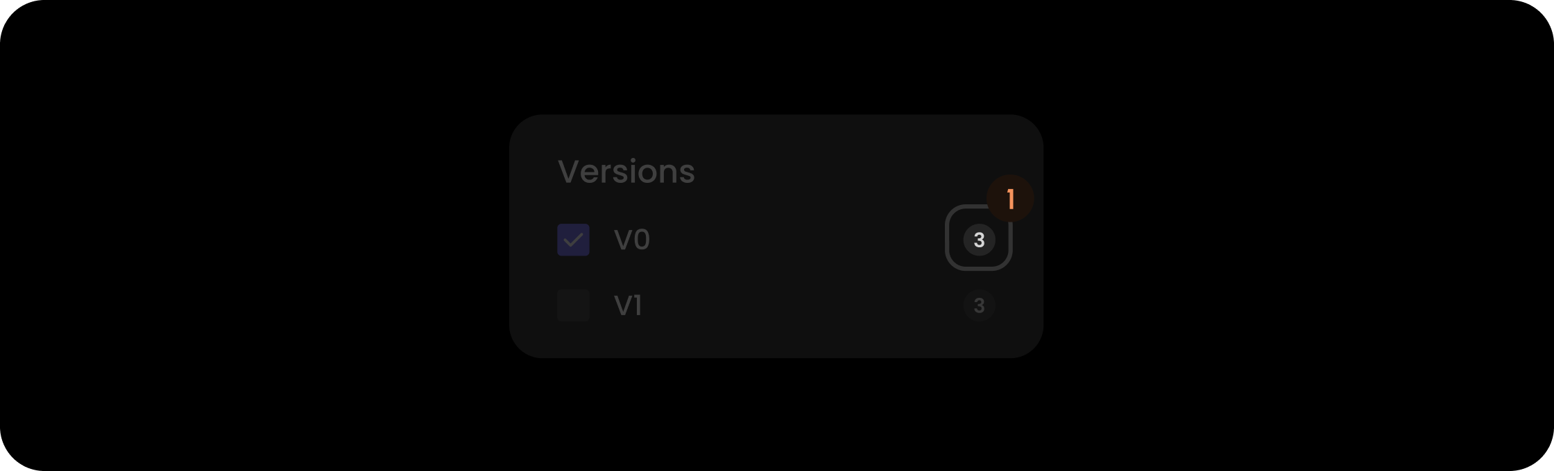 Count component within the versions filter item
