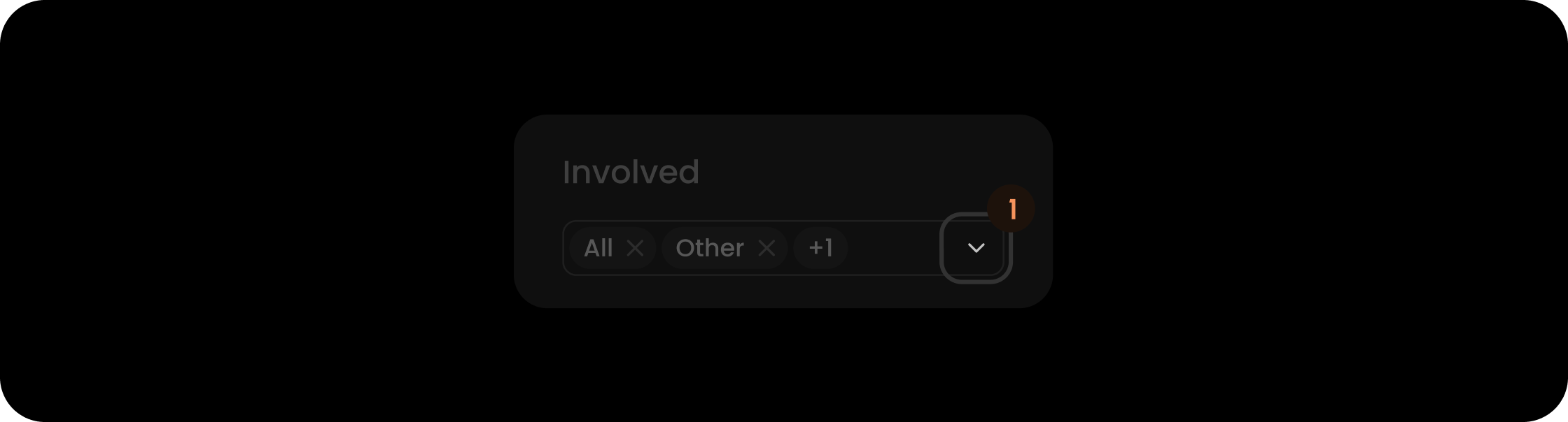 Dropdown icon component within the involved filter search