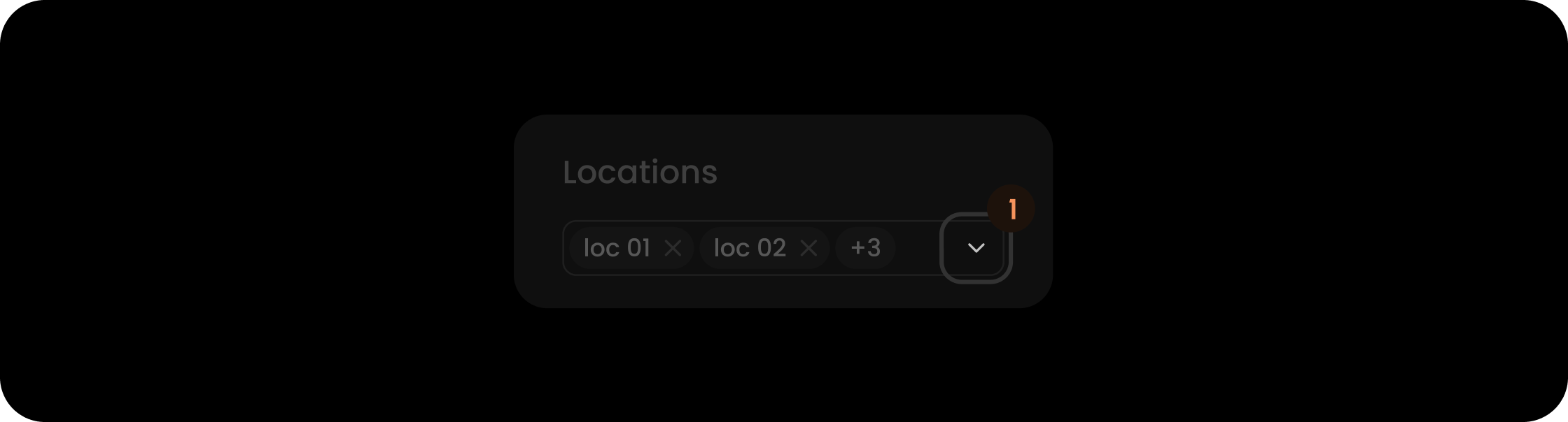 Dropdown icon component within the location filter search