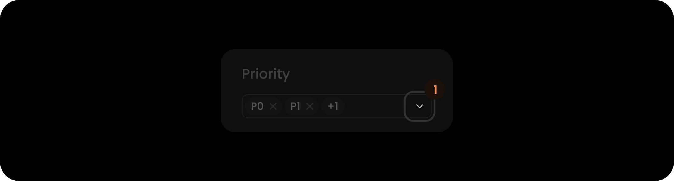 Dropdown icon component within the priority filter search