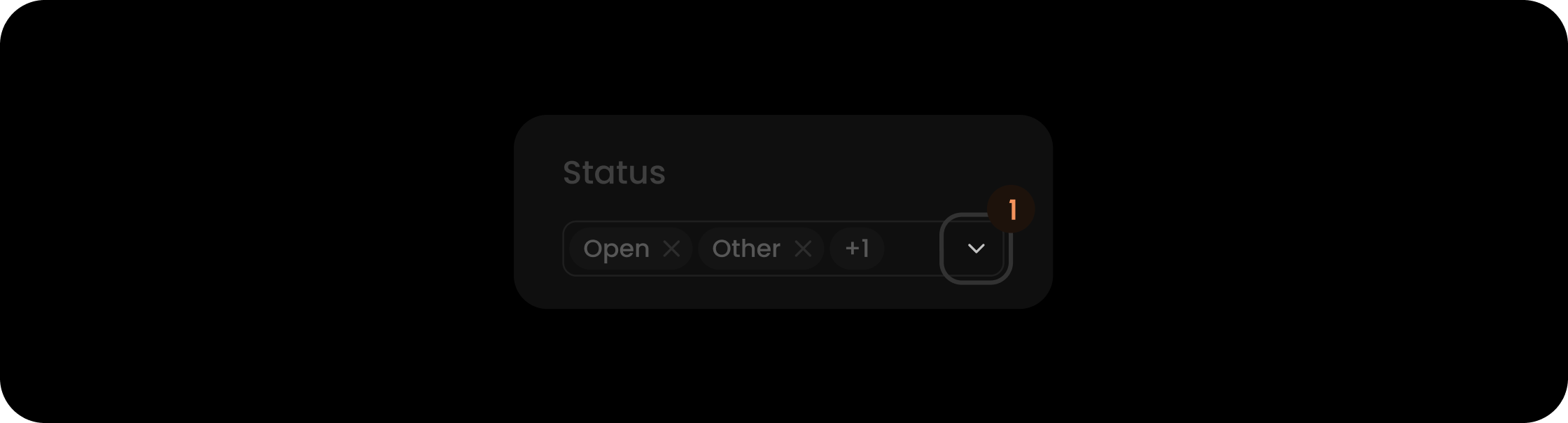 Dropdown icon component within the status filter search
