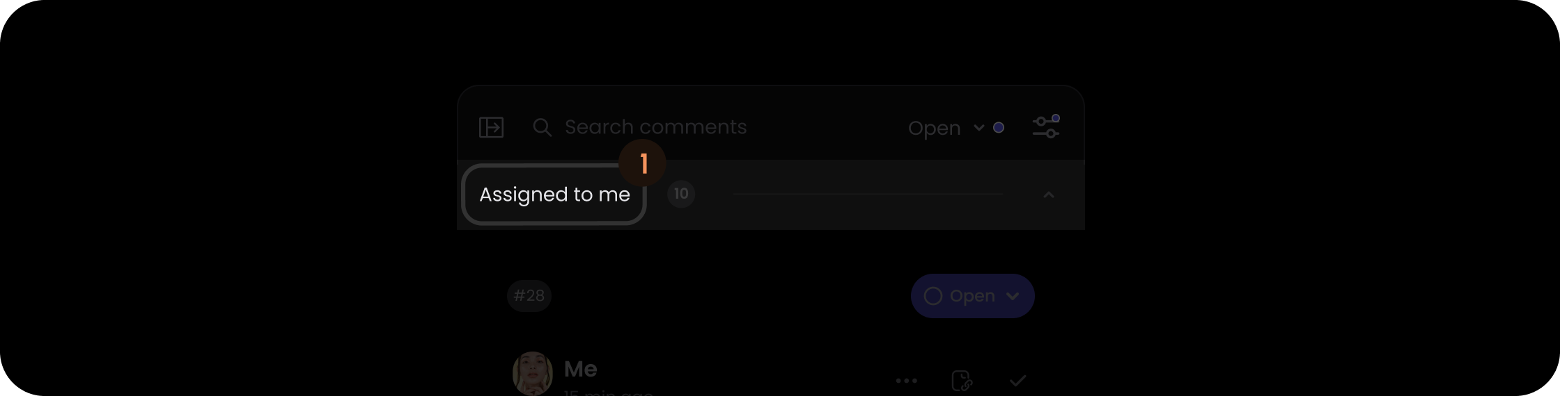 Name component in the comments sidebar panel list item group