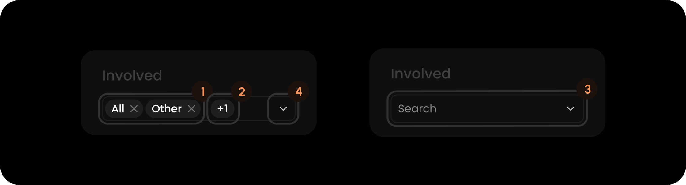 Search component within the involved filter