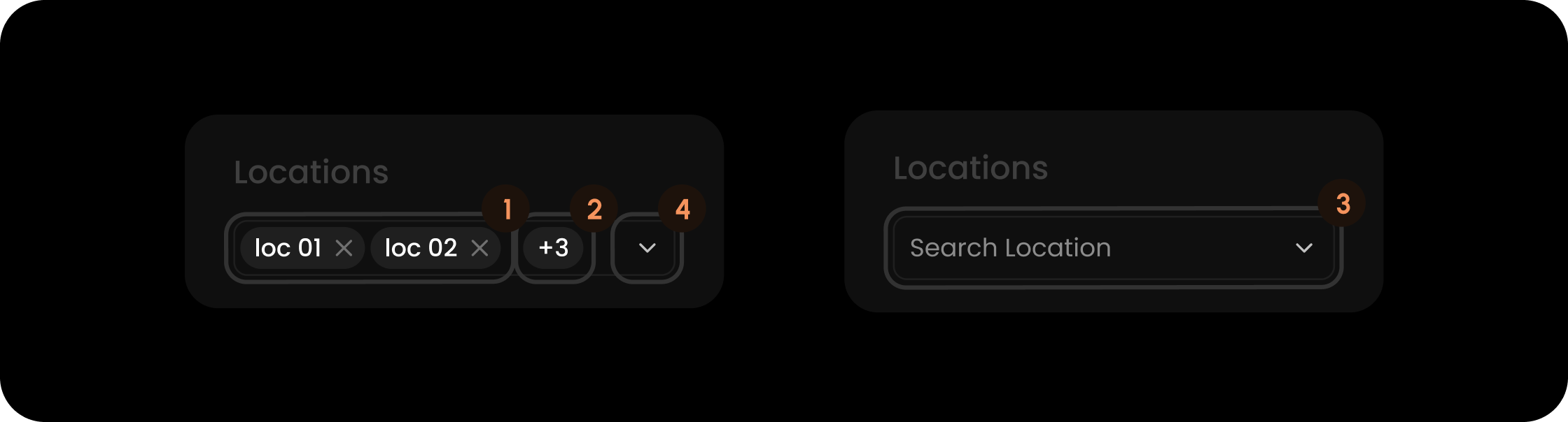 Search component within the location filter