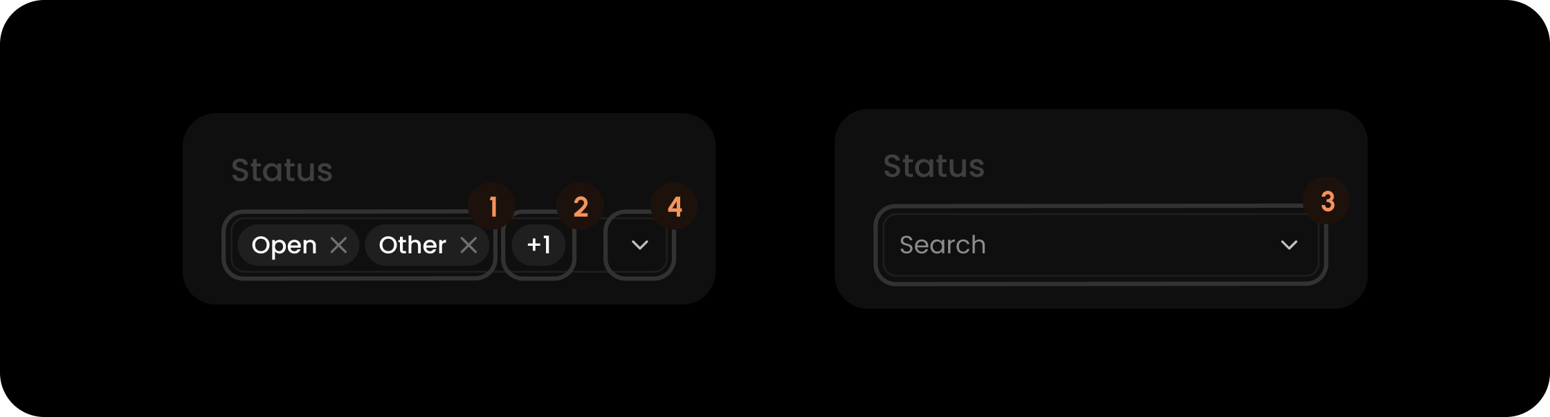 Search component within the status filter