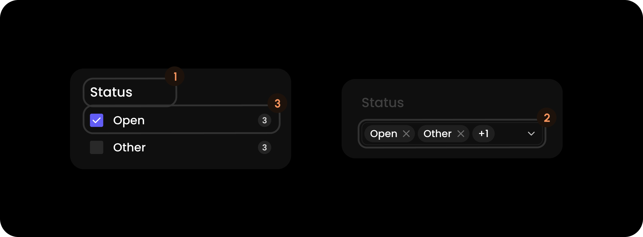 Status filter component in the comments sidebar panel filter