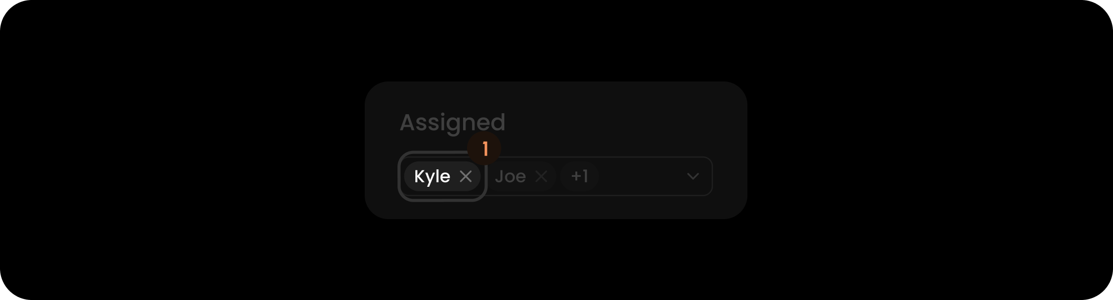 Tags component within the assigned filter search