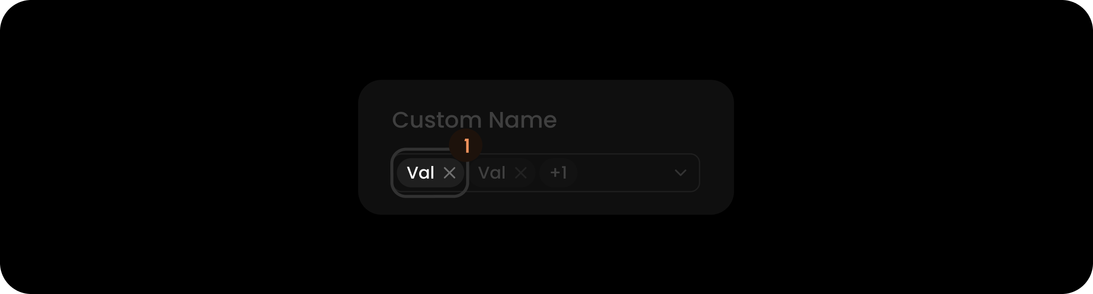 Tags component within the custom filter search