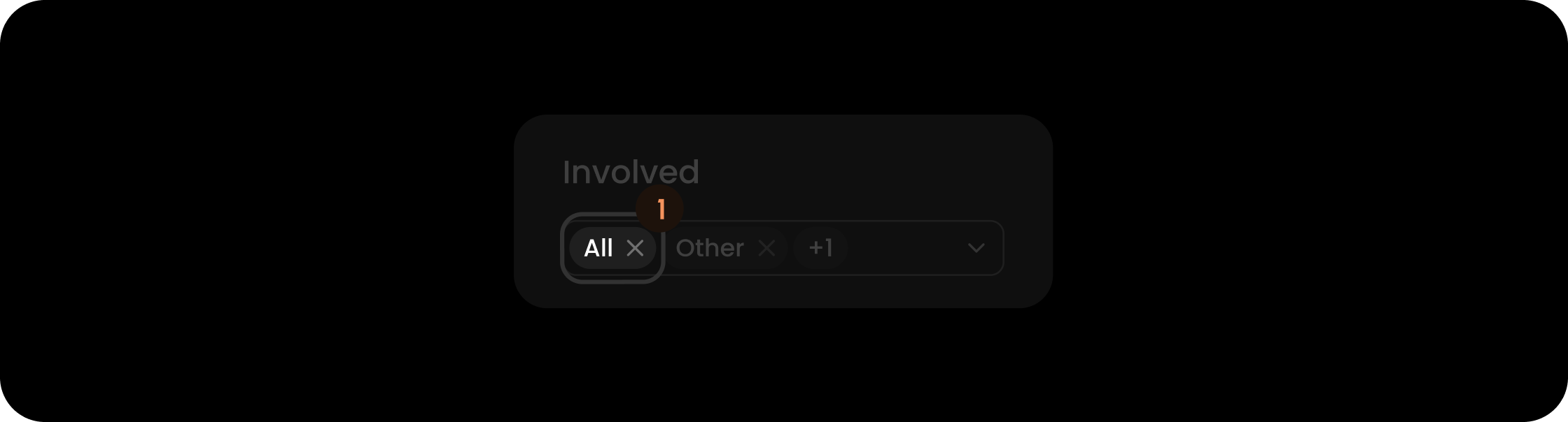Tags component within the involved filter search