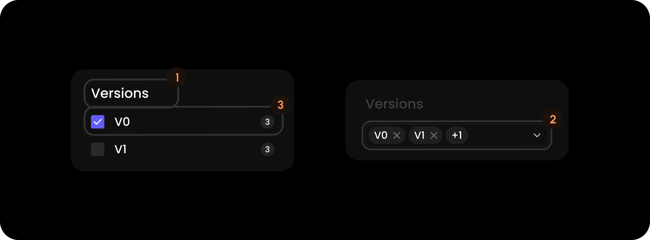 Versions filter component in the comments sidebar panel filter