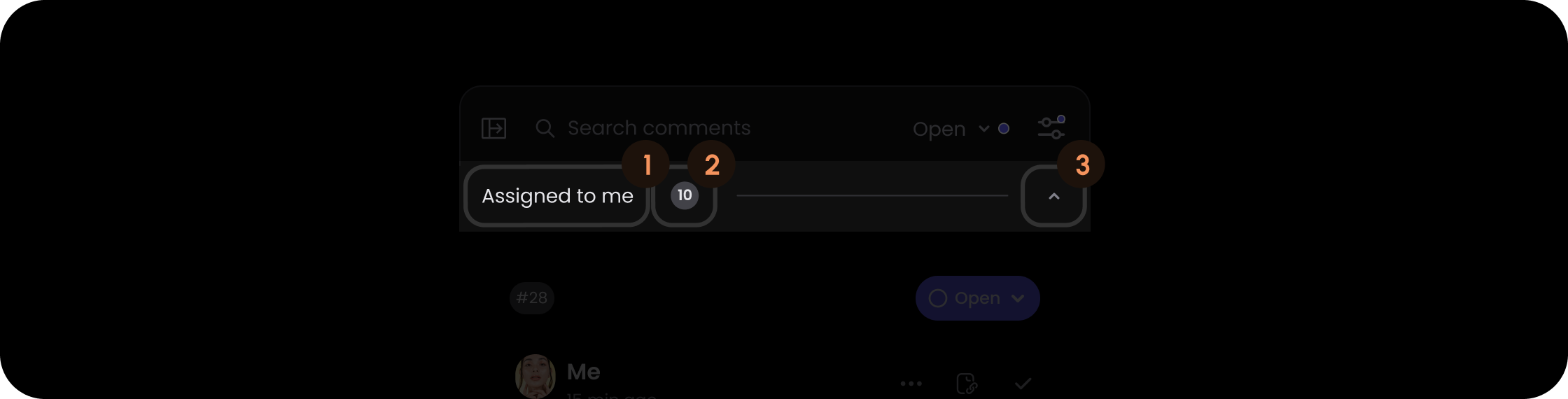 Group component in the comments sidebar panel list item
