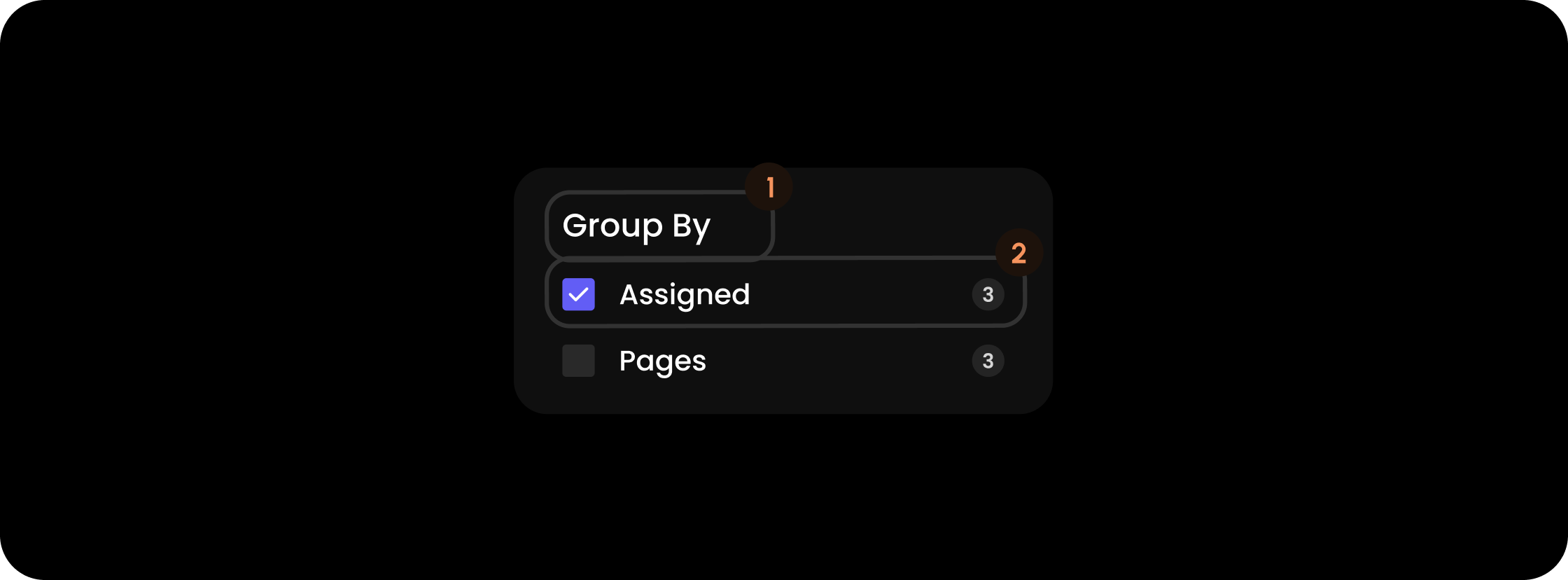 GroupBy filter component in the comments sidebar panel filter