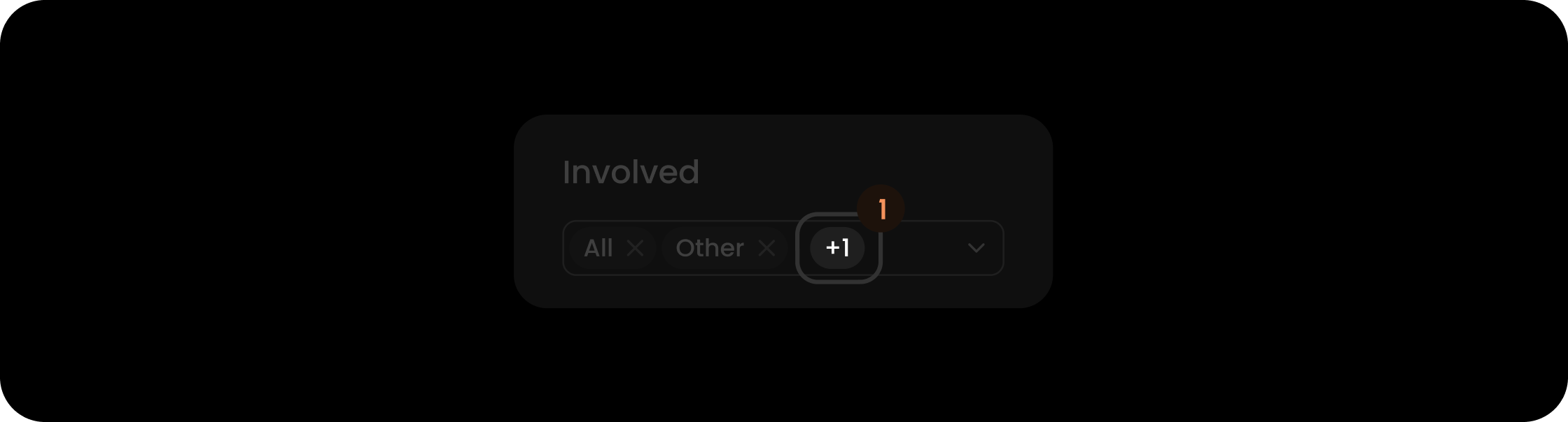 Hidden count component within the involved filter search
