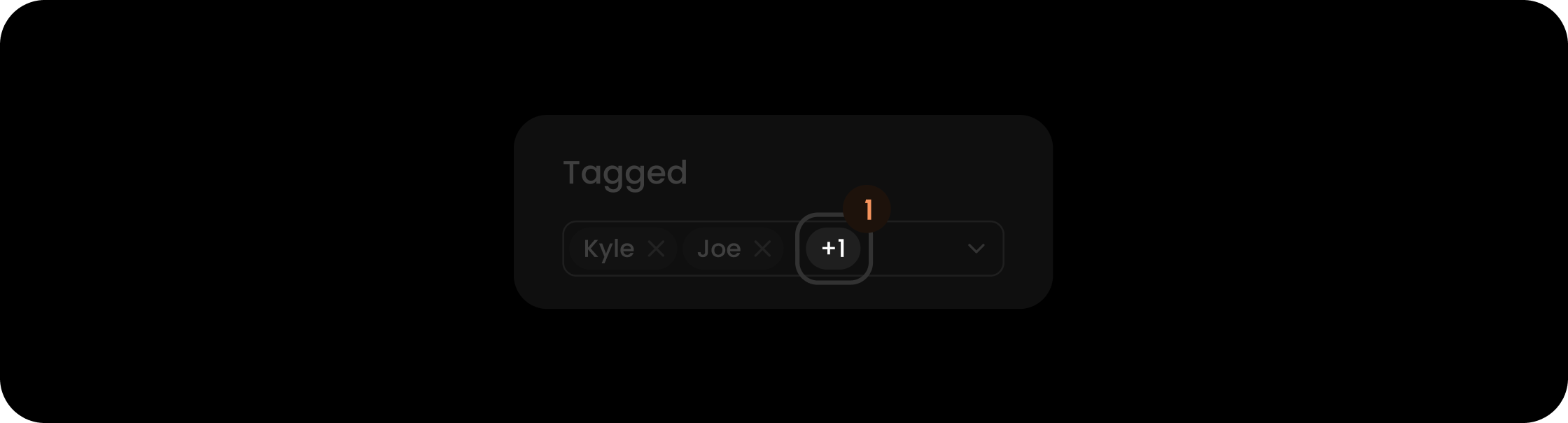 Hidden count component within the tagged filter search