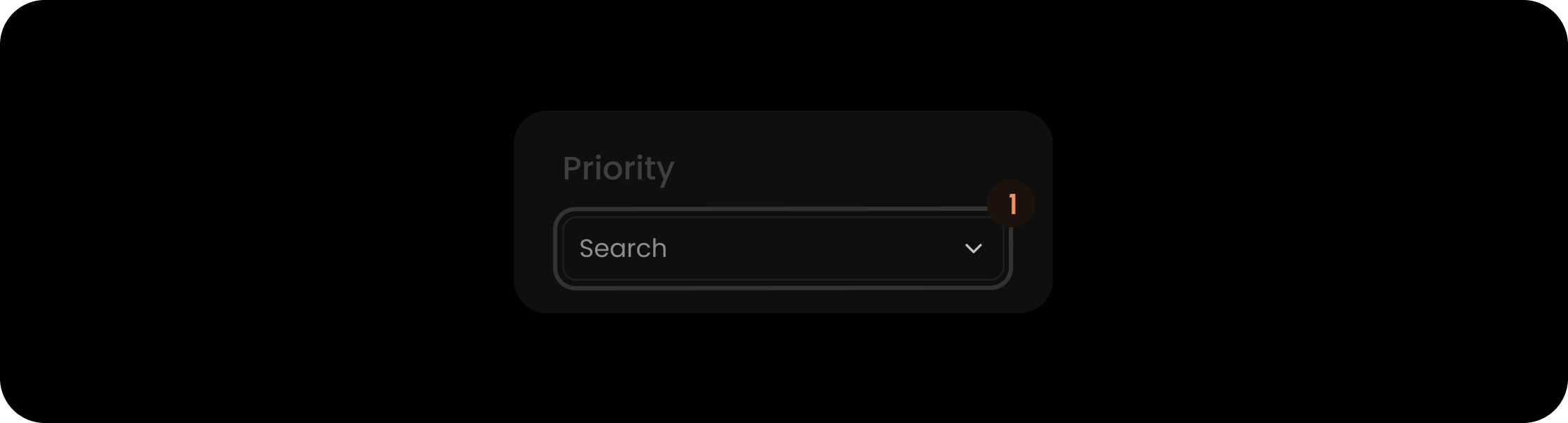 Input component within the priority filter search