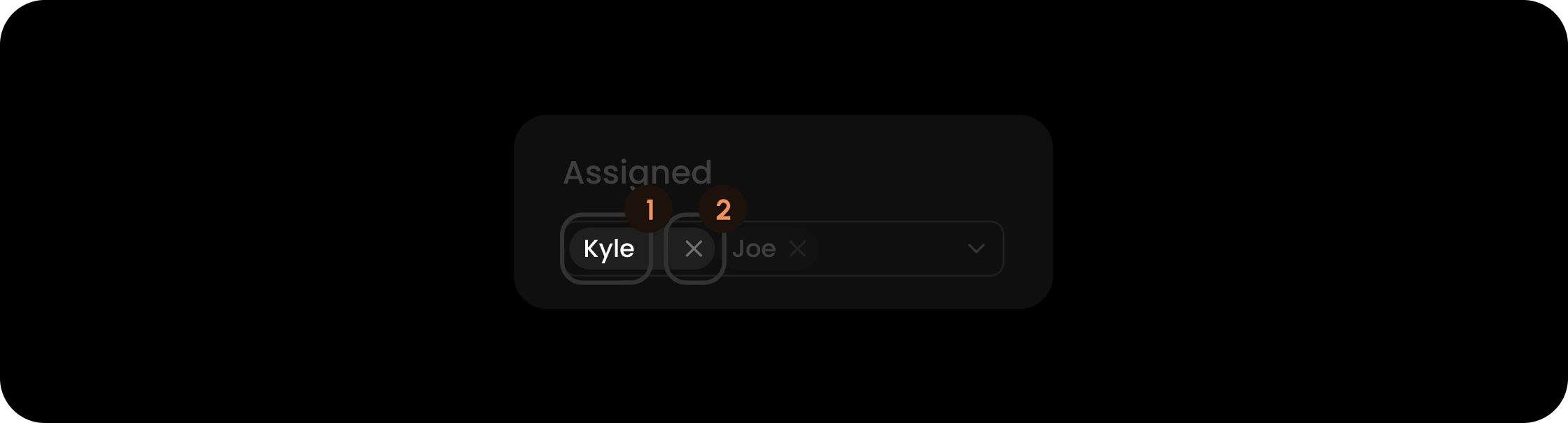 Item component within the assigned filter search tags