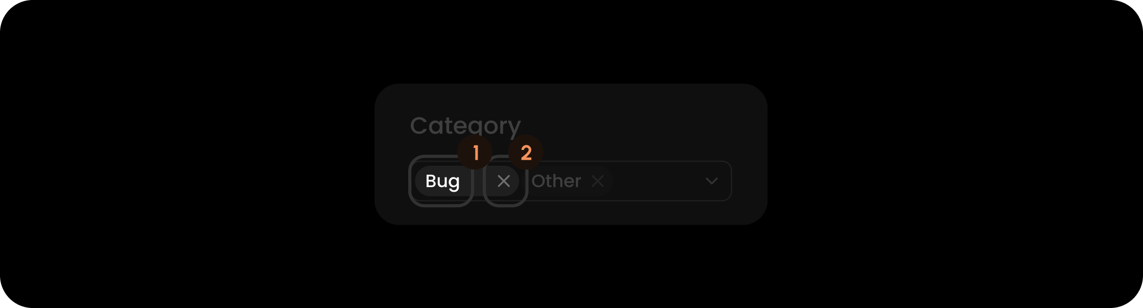Item component within the category filter search tags