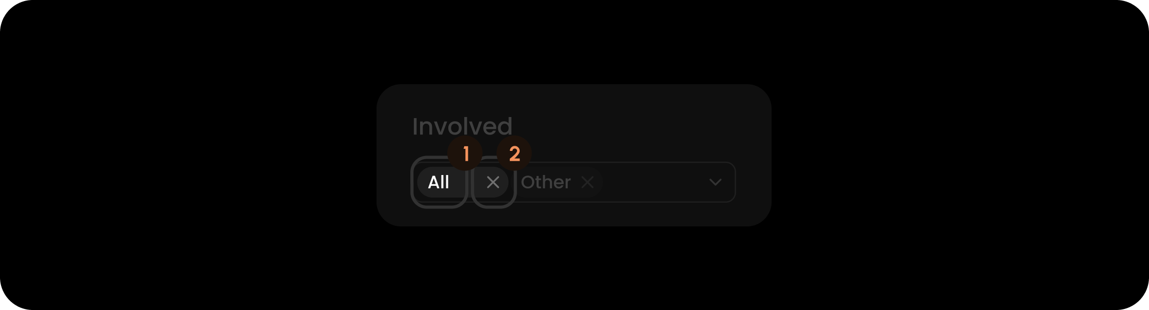 Item component within the involved filter search tags