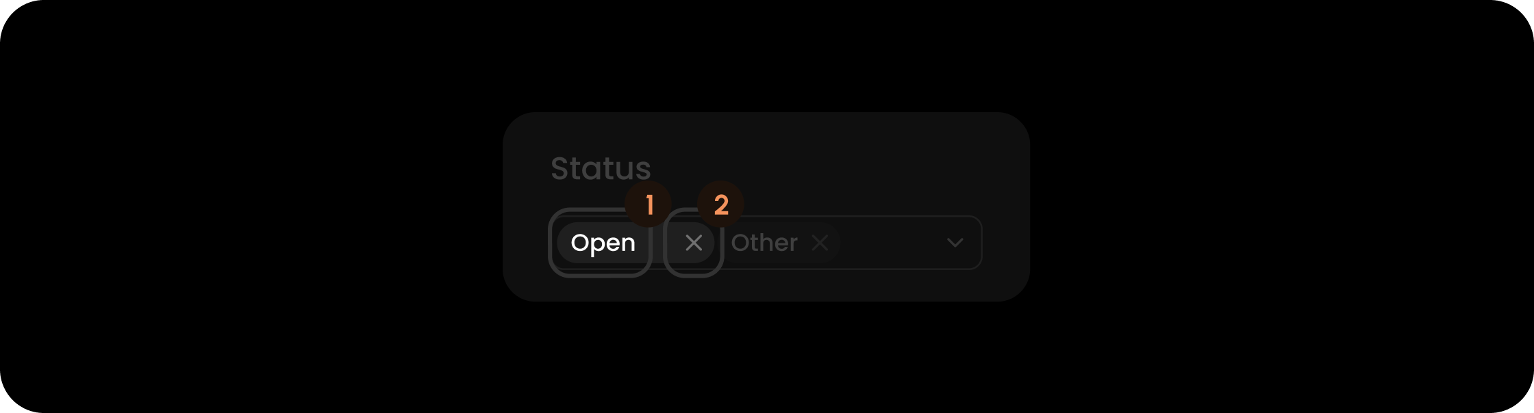 Item component within the status filter search tags