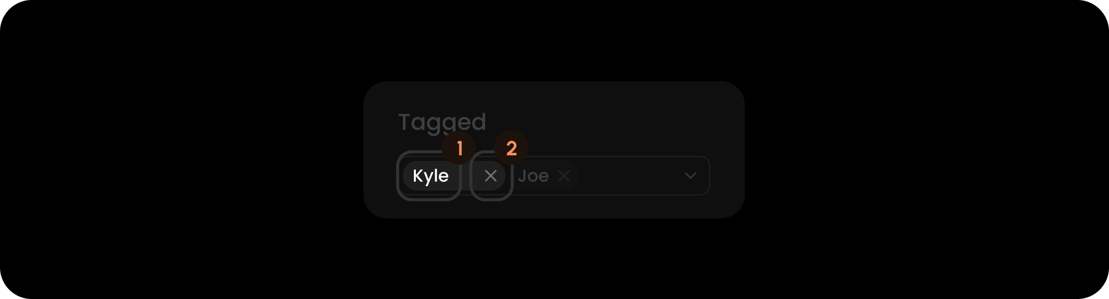 Item component within the tagged filter search tags