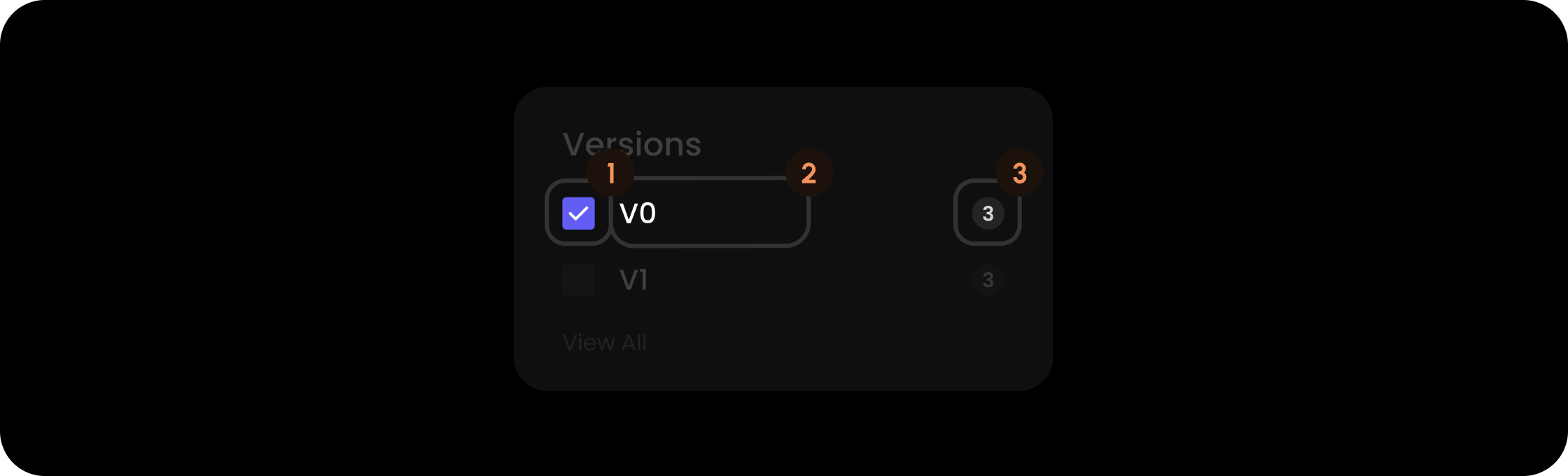 Item component within the versions filter