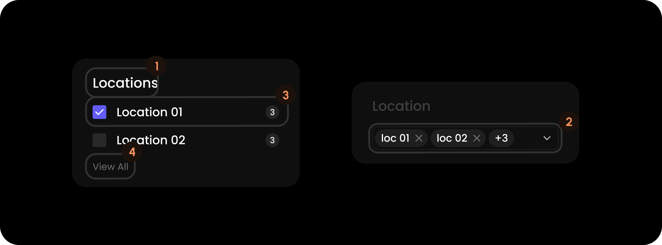 Location filter component in the comments sidebar panel filter