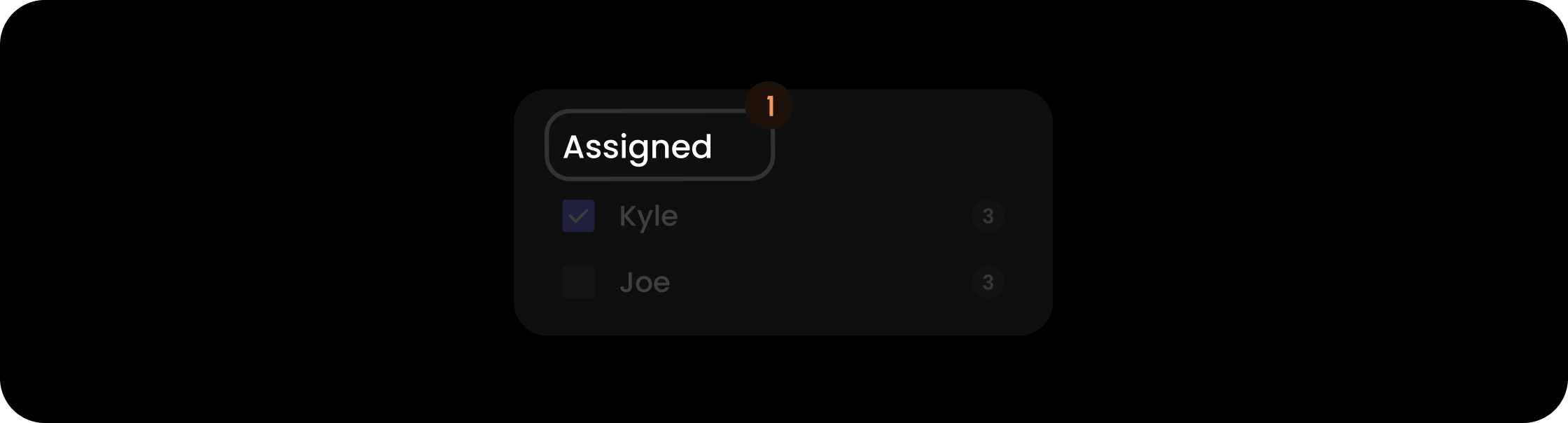 Name component within the assigned filter