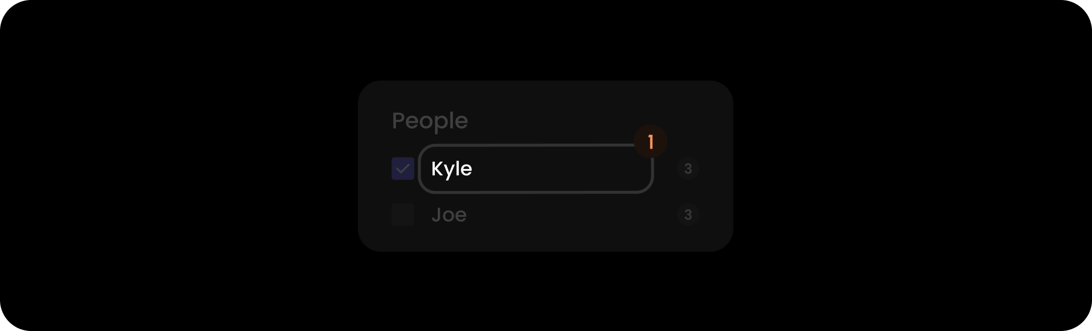 People filter component in the comments sidebar panel filter