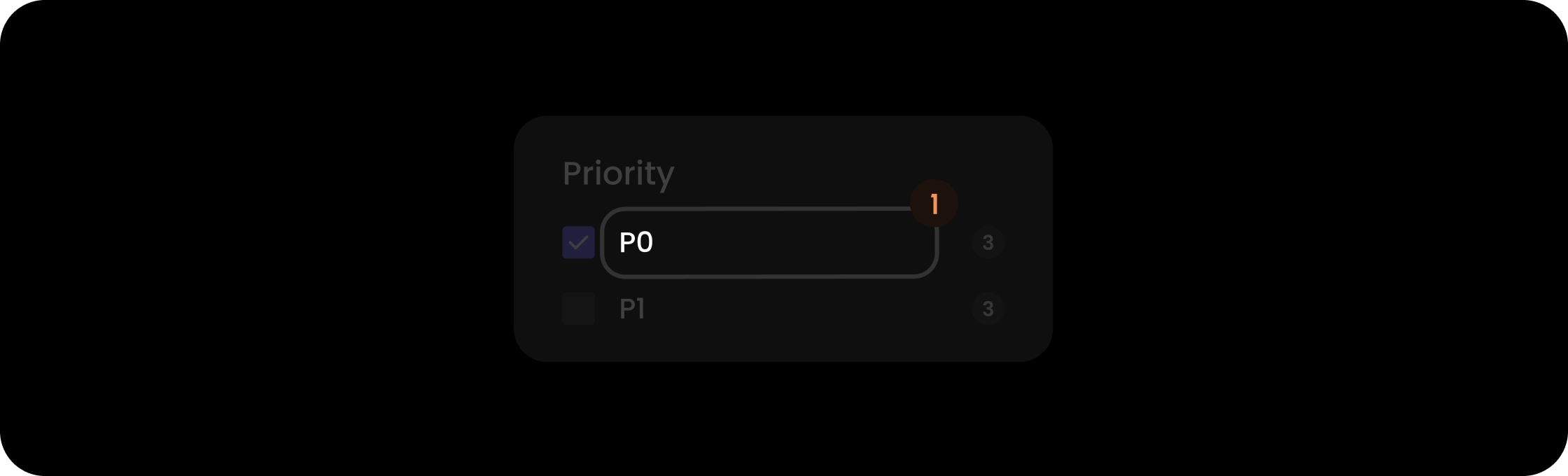 Name component within the priority filter item