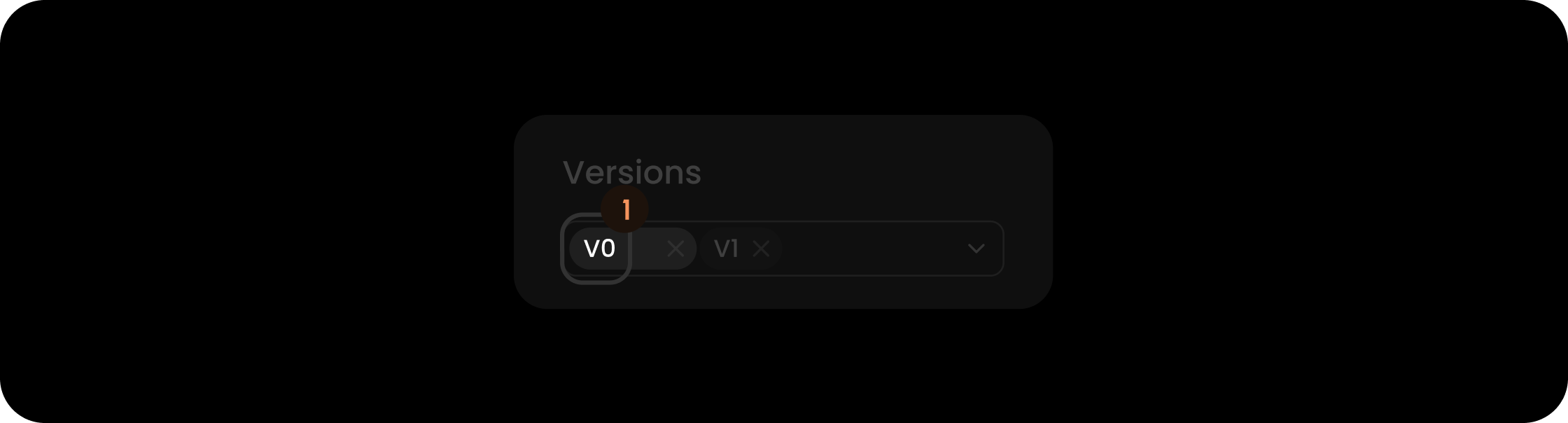 Name component within the versions filter search tags item