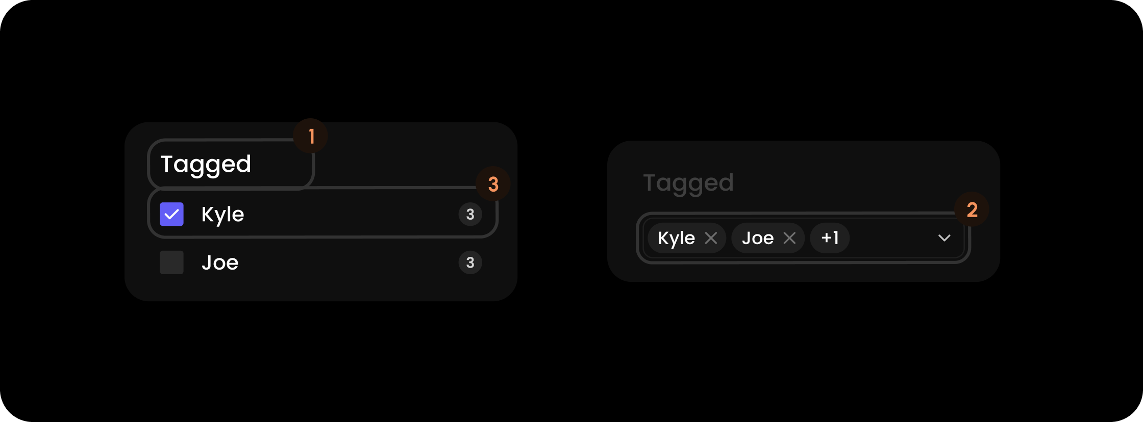 Tagged filter component in the comments sidebar panel filter
