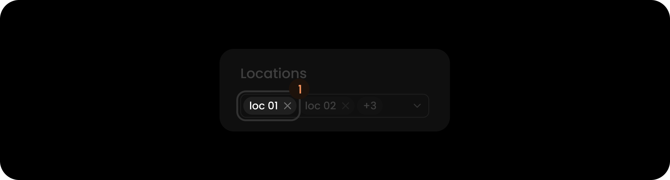 Tags component within the location filter search