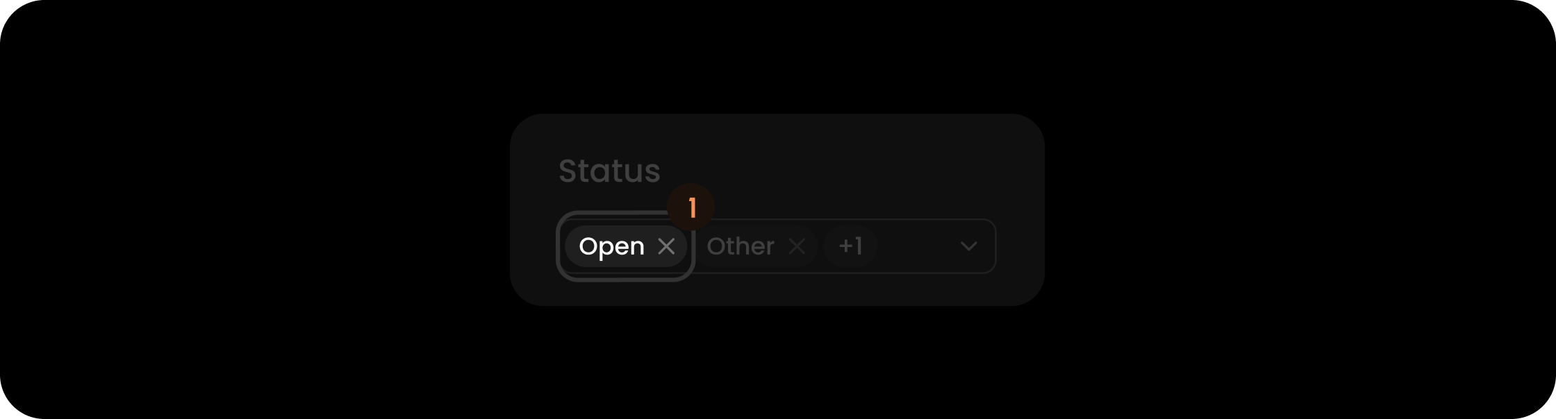 Tags component within the status filter search