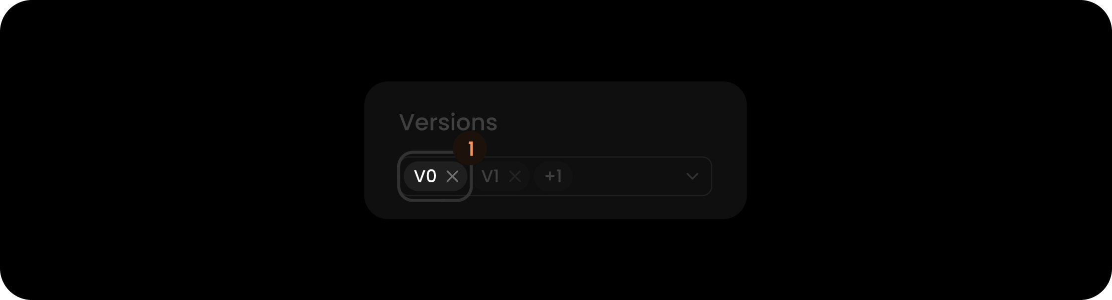 Tags component within the versions filter search
