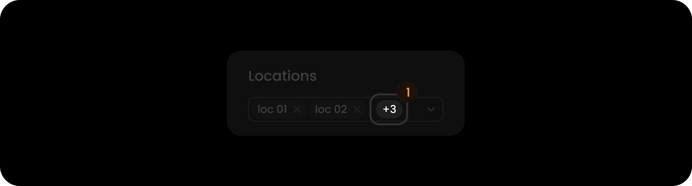 Hidden count component within the location filter search