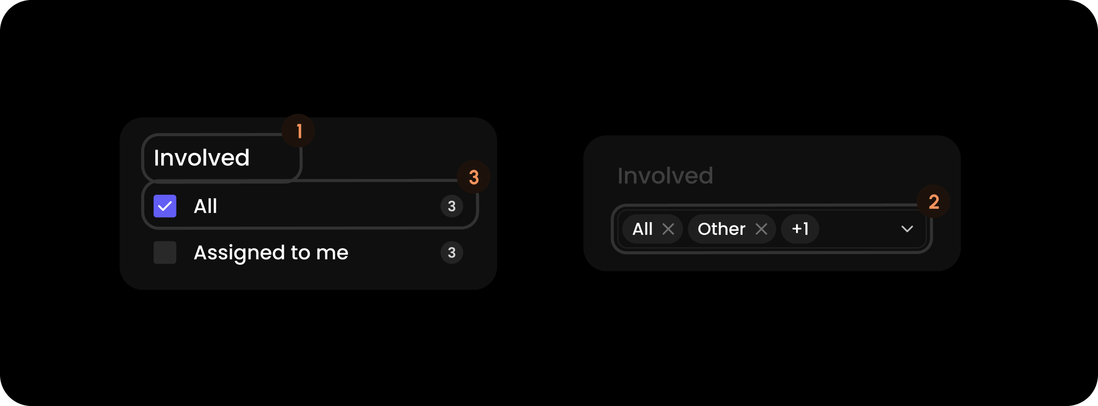 Involved filter component in the comments sidebar panel filter