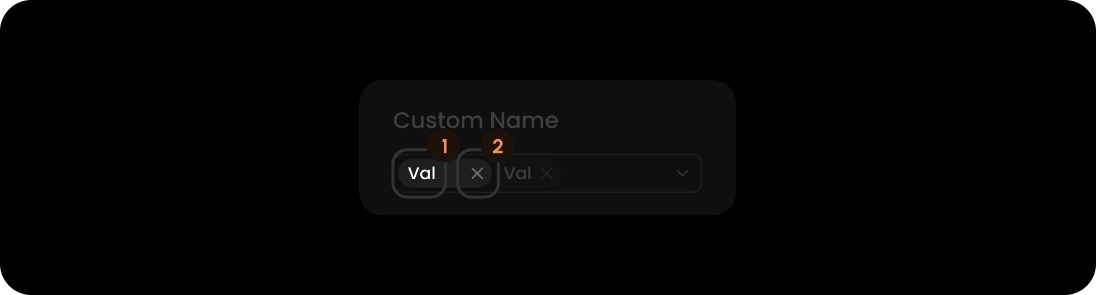 Item component within the custom filter search tags