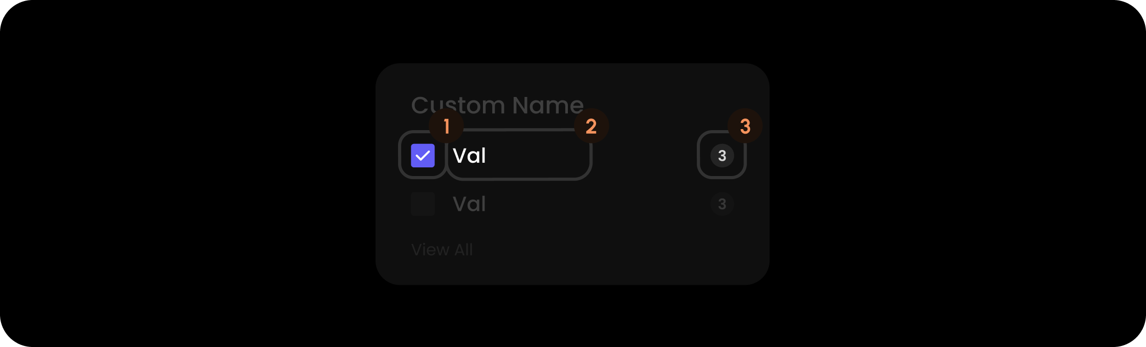 Item component within the custom filter