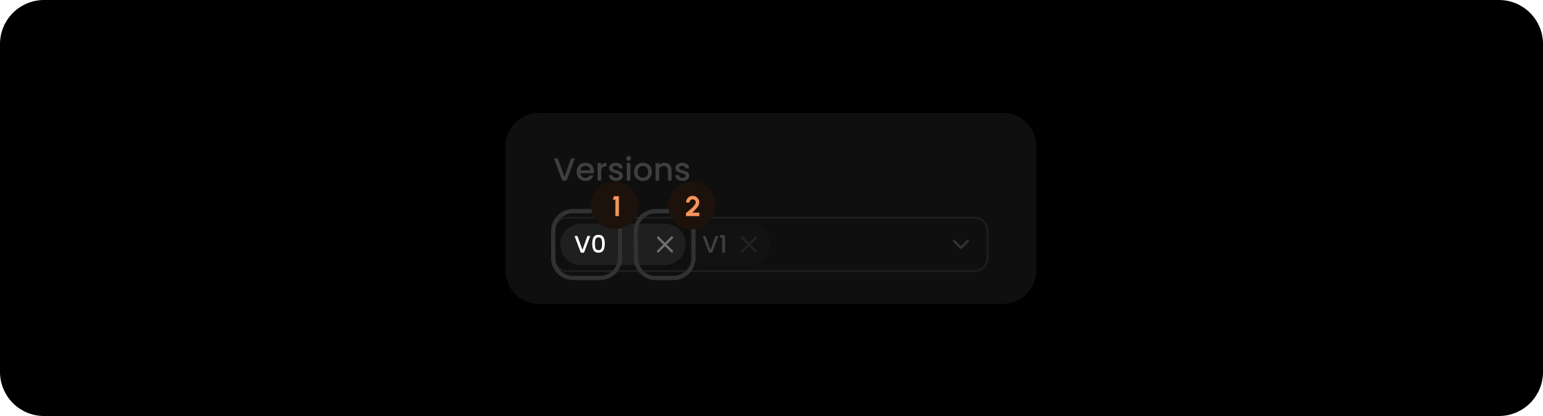 Item component within the versions filter search tags
