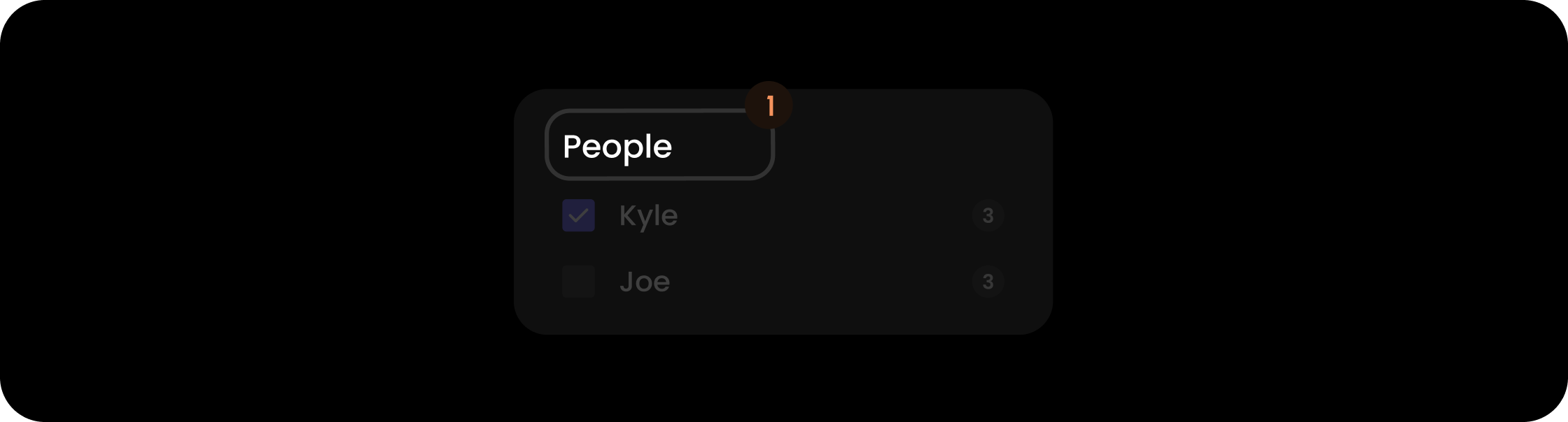 People filter component in the comments sidebar panel filter