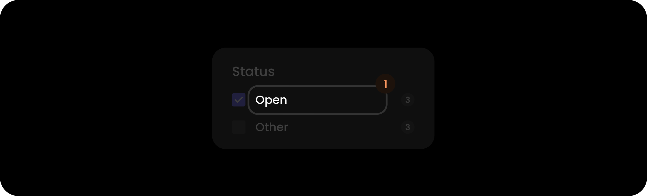 Name component within the status filter item