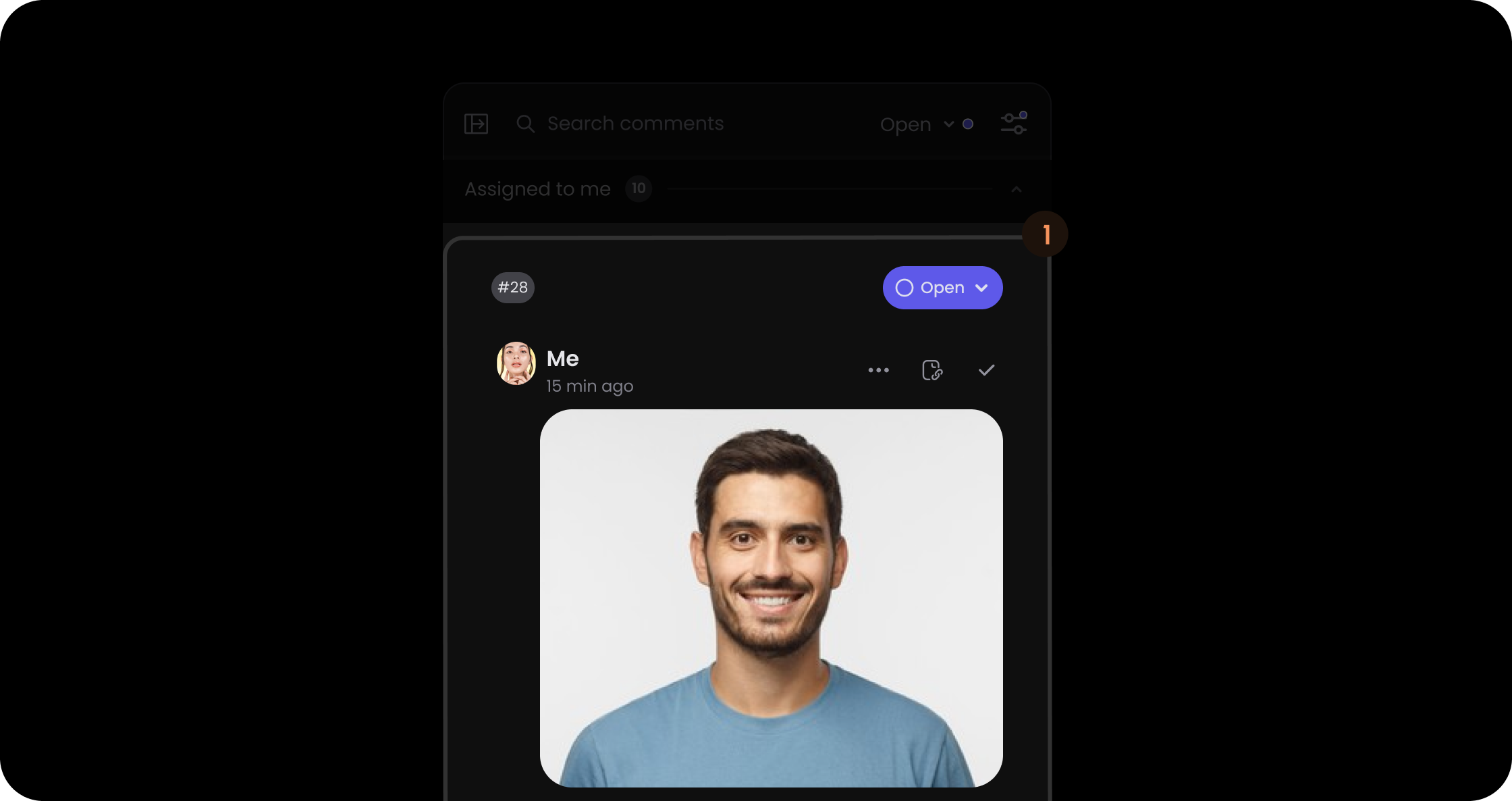 Annotation component in the comments sidebar panel list item