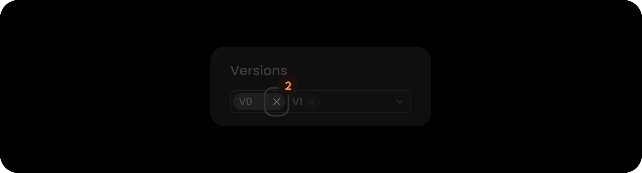 Close component within the versions filter search tags item