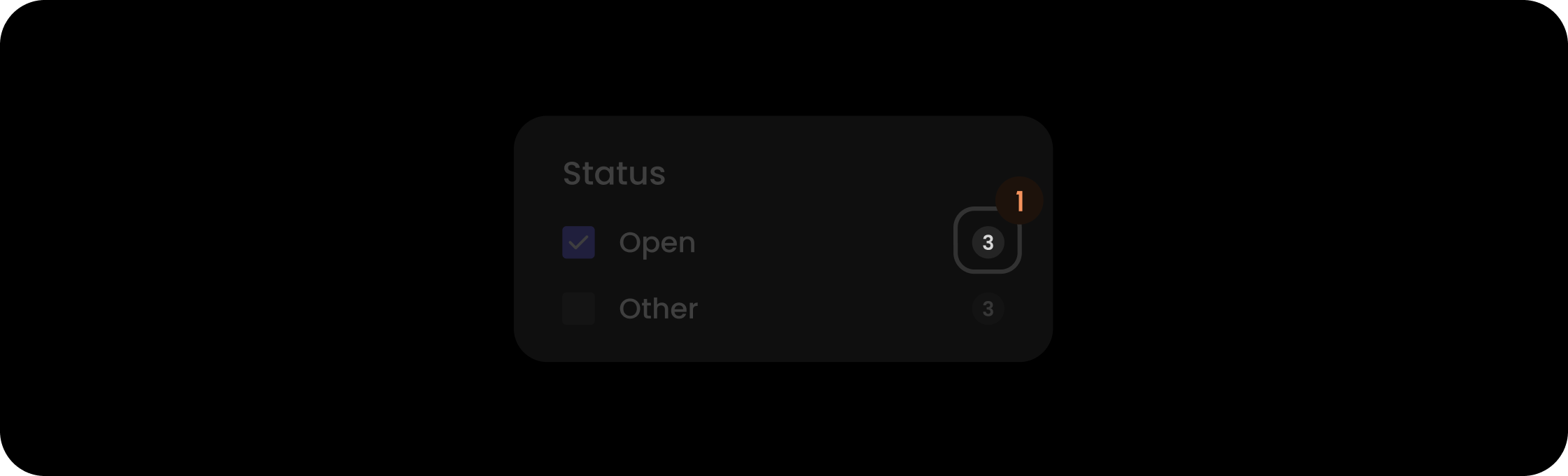 Count component within the status filter item