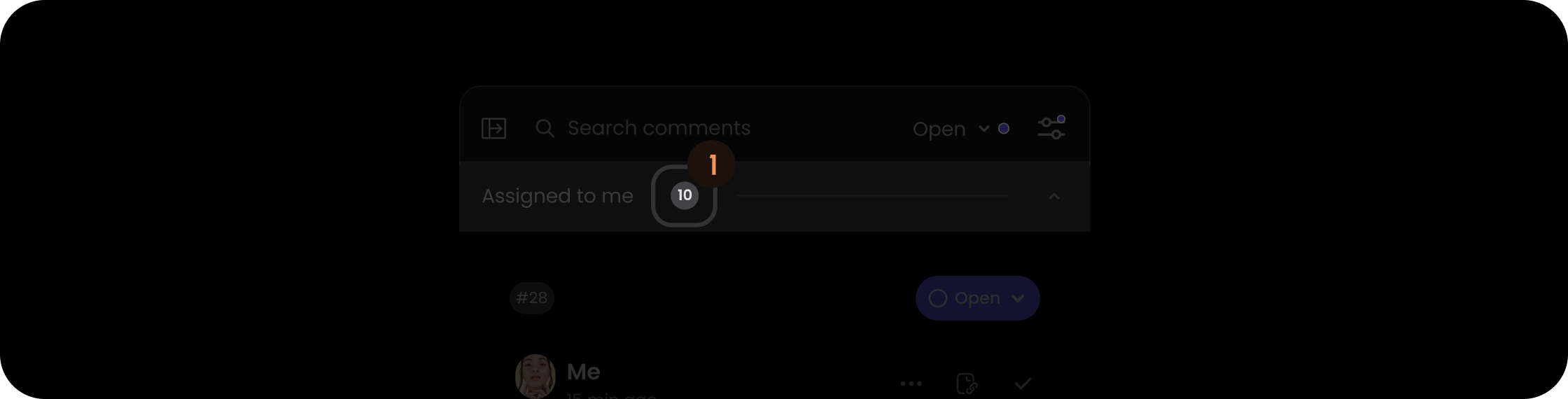 Count component in the comments sidebar panel list item group