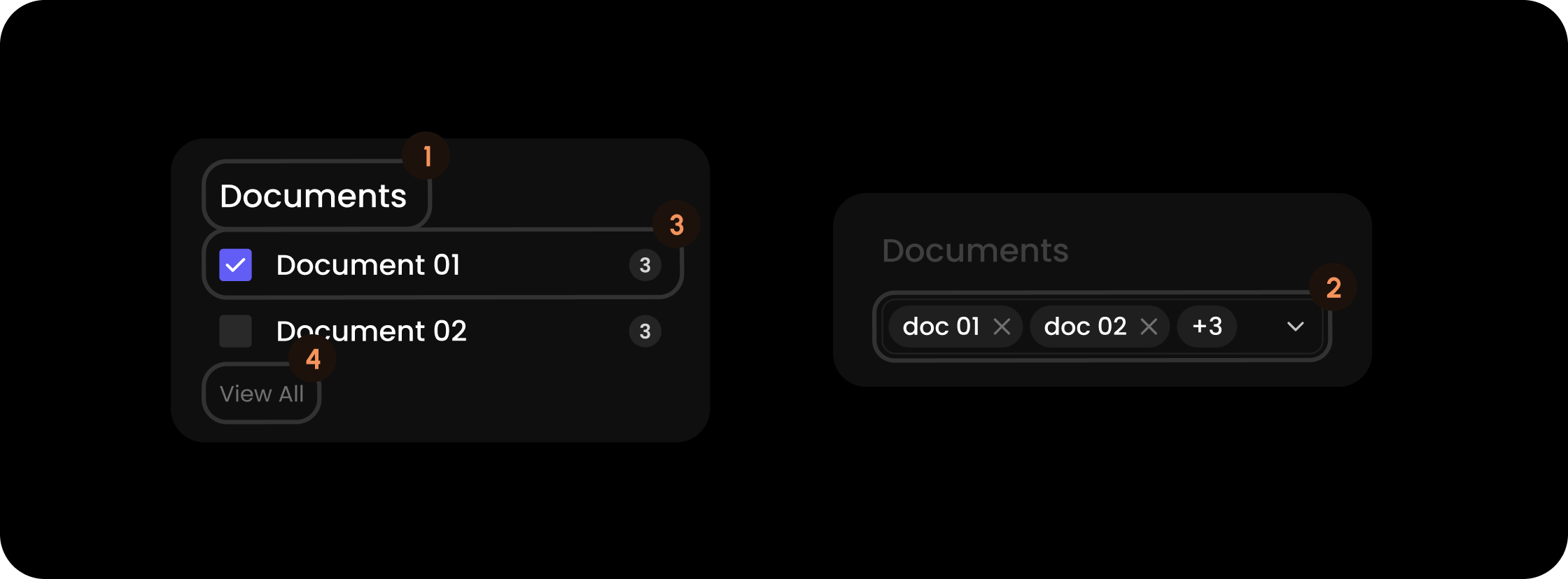Document filter component in the comments sidebar panel filter